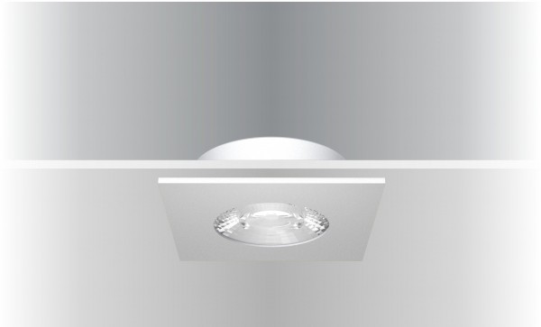 Synergy 21 LED Deckeneinbauspot Helios silber, quadratisch, warmweiß