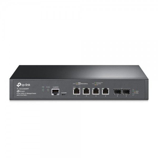 TP-Link Switch full managed Layer2+ 6 Port Â• 4x 10 GbE Â• PoE Budget 200 Watt Â• 4x PoE bt Â• 4x 10GbE Â• 2x SFP+ 19? Â• Omada Â• SX3206HPP