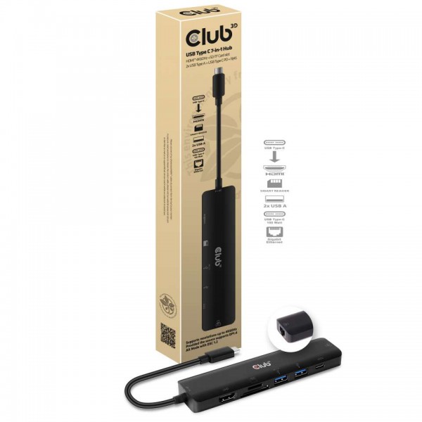 USB Hub 3.0 - 3-Port Hub mit Gigabit Ethernet *Club 3D*