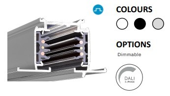 Powergear 3PH EINBAUSCHIENE DALI, Weiß, 3 meter