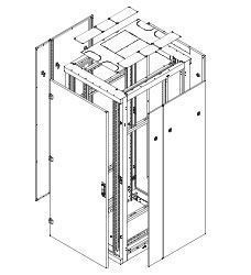 Triton 19 Schrank Flat-Pack, Front/Rückrahmen B800mm, 47HE, Rahmen mit Tür(2-teilig Glas), lichtgrau,