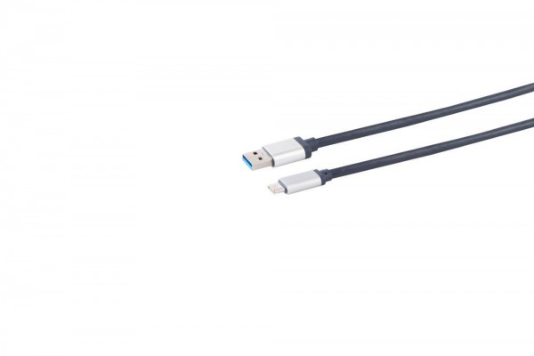 Kabel USB, C(St) =&gt; A(St), 1.5m, USB3.0, Dunkelblau, Aluminium Stecker,