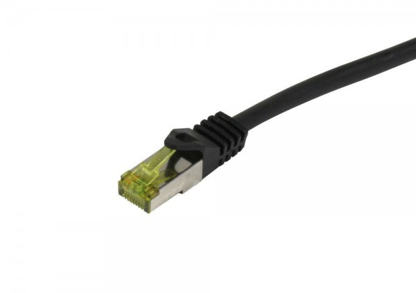 Patchkabel RJ45, CAT6A 500Mhz, 7.5m, schwarz, S-STP(S/FTP), TPE/LSZH Indoor/outdoor (UV/Water/oil/-resistant), AWG26, mit CAT7 Rohkabel, Synergy 21