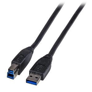 Kabel USB, A(St) =&gt; B(St), 1.8m, USB3.0, schwarz,