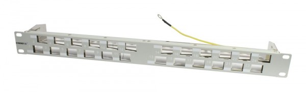 Patch Panel 24xTP,CAT6A, incl.Keystone groß, 19&quot;, 1HE(t 96mm) 45Grad Schrägauslass, Lichtgrau, Synergy 21,