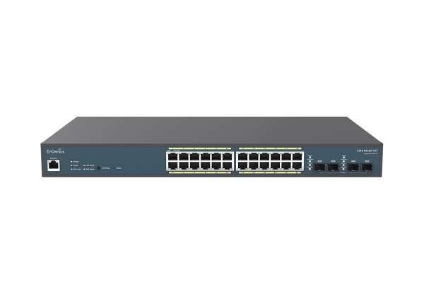 EnGenius Switch full managed Layer 2+ 28 Port Â• 24x 1 GbE Â• PoE Budget 240W Â• 24x PoE at Â• 4x SFP Â• 19&quot; Â• EWS7928P-FIT Â• FitCon/FitXpress