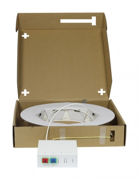 FTTH Compact Box vorkonfektioniert, 2xSC/APC -&gt; open End, 60m, 9/125u, G.657.A2, 2-Faser, OD=2,2mm, Synergy 21