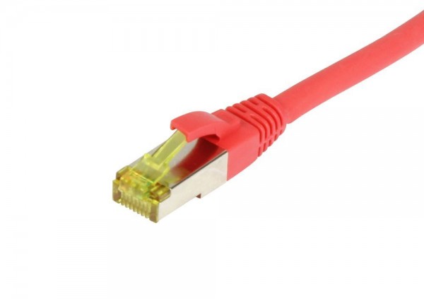 Patchkabel RJ45, CAT6A 500Mhz, 0.5m, rot, S-STP(S/FTP), TPE/LSZH(Ultraflex), AWG26, mit CAT7 Rohkabel, Synergy 21