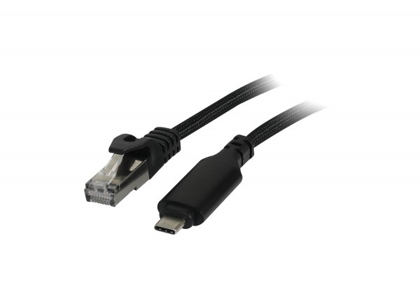 Kabel USB, C(St) =&gt; RJ45(St)_Netzwerkkarte, 2.0m, USB3.2, schwarz(Textil), Synergy 21,