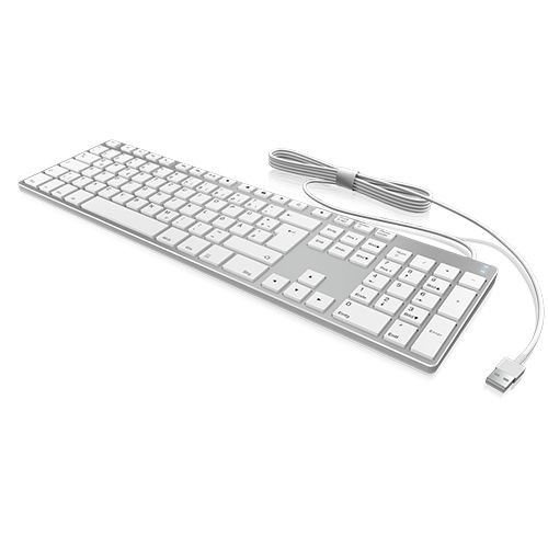 Keysonic Tastatur, USB, Alu/Weiss, für Windows, KeySonic, KSK-8022U