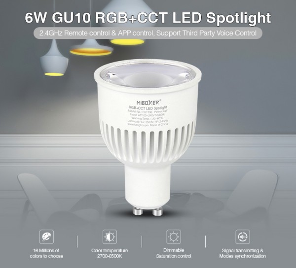 Synergy 21 LED Retrofit GU10 6W RGB-WW (RGB-CCT) Spot *Milight/Miboxer*