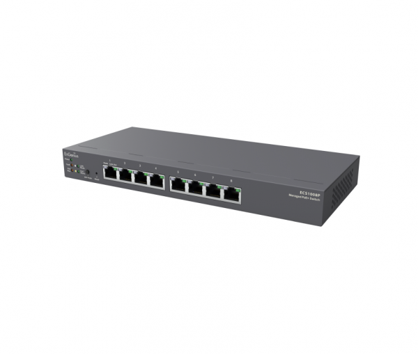 EnGenius Switch full managed Layer2+ 8 Port Â• 8x 1 GbE Â• PoE Budget 55W Â• 8x PoE af Â• Desktop Switch Â• Lüfterlos Â• ECS1008P Â• EnGenius Cloud