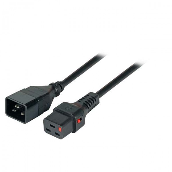 Netzkabel 230V Kaltgeräte IEC-C19(Buchse)/Kaltgeräte IEC-C20(Stecker), 3m, Lock,