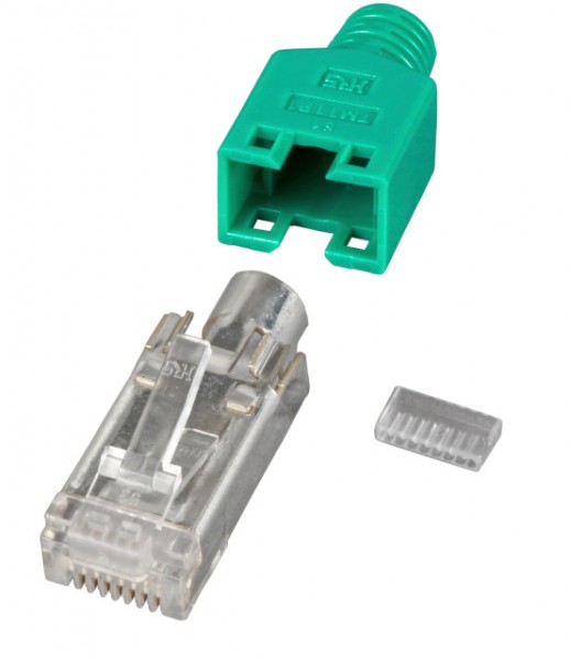 TP-Stecker STP Hirose, CAT5(TM11), 50-PACK, grün, incl.Tülle/Einführhilfe
