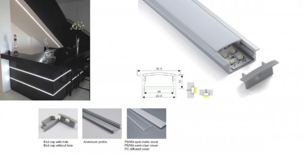 Synergy 21 LED U-Profil 200cm, ALU013 weiss