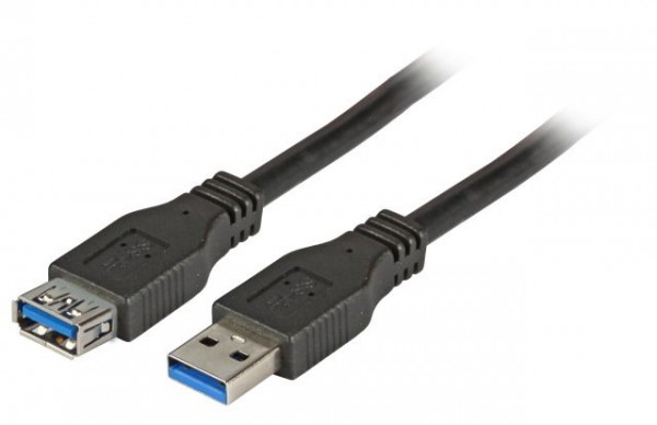 Kabel USB3.0, 1.8m, A(St)/A(Bu), Verlängerung, schwarz, Classic