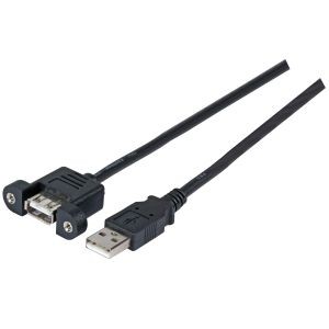 Kabel USB2.0, 1.0m, A(St)/A(Bu) mit Einbaubuchse, Verlängerung