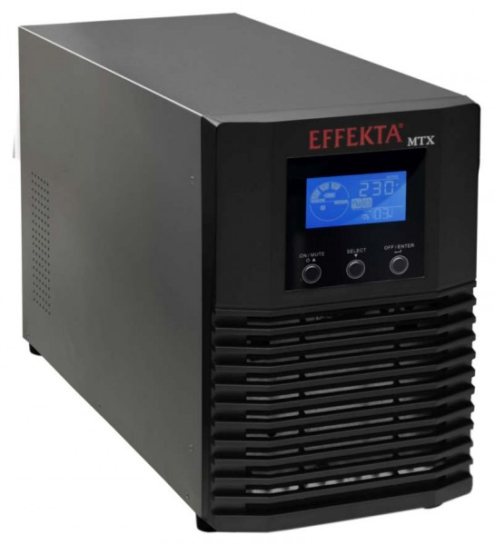 Effekta MTX Lineinteraktive USV, 800VA, 7min bei cos phi 0,7 , MTX 800, USB+RS232, Schwarz, Sinus-Ausgang,