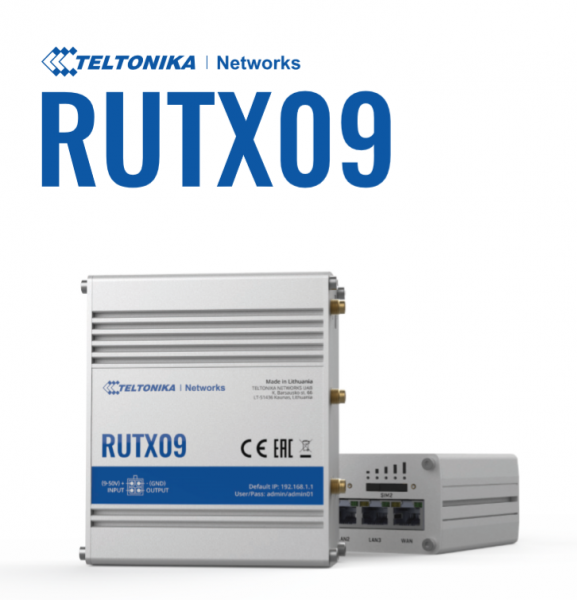 Teltonika · Router · RUTX09 · Industrial LTE Modem Router Cat6 &quot;ONLY LAN&quot; 300Mbps Down/42Mbps UP
