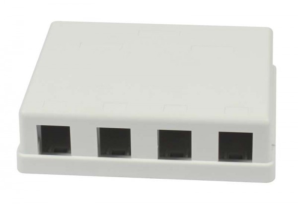 Patch Panel 4xTP, CAT6A, incl.Keystone Slim-line mit Kabelklemme, Aufputz ABS, Weiss, Synergy 21,
