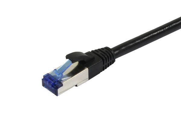 Patchkabel RJ45, CAT6A 500Mhz, 1.5m, schwarz, S-STP(S/FTP), PUR(Superflex), Außen/Outdoor/Industrie, AWG26, Synergy 21