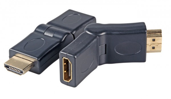 Kabel Video HDMI, Kupplung, Typ A, Bu/St, 180Grad, schwenkbarer,