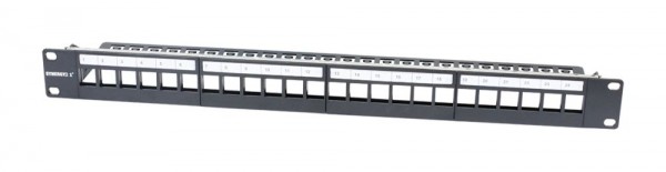 Patch Panel 24xTP-TP(Kupplung),CAT6A, incl.Keystone, 19&quot;, 1HE(t 94mm), Schwarz, Synergy 21,