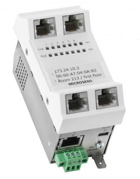 Microsens Installationswitch GBE 6 Port, vertikaler Einbau 6xRJ5, PoE, MS450187PM-48G6+