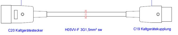 Bachmann Kabel, Verlängerung, Dose(C20)-&gt;Stecker(C19), 0.5m,