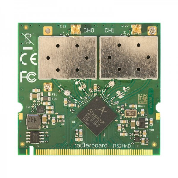 MikroTik 802.11a/b/g/n High Power Dual Band MiniPCI card with MMCX connectors, R52HnD