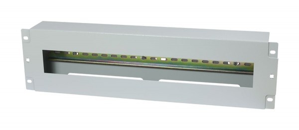 ALLNET 19&quot;zbh. Schutzschalterleiste für Hutschiene/DIN-Rail Geräte, T61mm/3HE, Lichtgrau, Frontmontage,