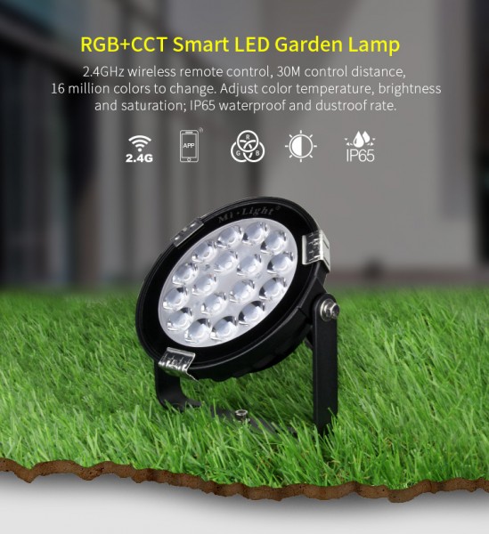 Synergy 21 LED Garten Lampe 9W RGB-WW (RGB-CCT) mit Funk und WLAN IP65 230V V2 *Milight/Miboxer*