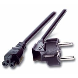 Netzkabel 230V Schutzkontakt CEE7(Stecker)-&gt;C5(Buchse), 0,7m, Schwarz, (Kleeblatt,Mickymaus), Bulkware,