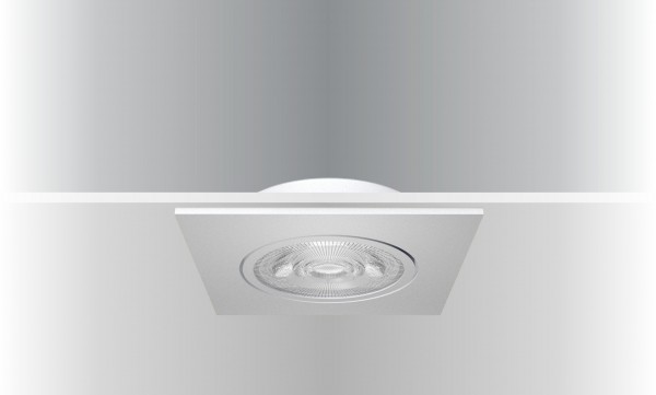 Synergy 21 LED Deckeneinbauspot Helios weiß, quadratisch+schwenkbar, warmweiß