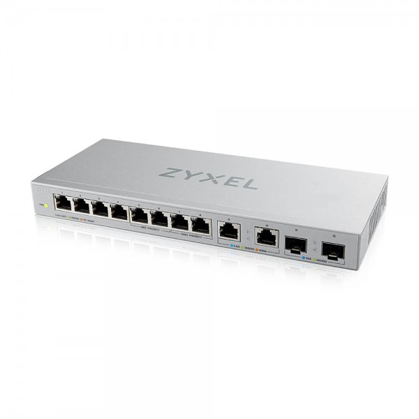 Zyxel Switch XGS1010-12, 8x Gigabit Ports, 2x 2.5G, 2x 10G SFP+, unmanaged, lüfterlos