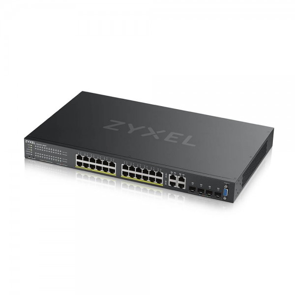 Zyxel Switch full managed Layer2+ 28 Port Â• 24x 1 GbE Â• PoE Budget 375 Watt Â• 24x PoE at Â• 4x 1 Gb Combo Â• 19&quot; Â• NebulaFlex Pro Â• GS2220-28HP