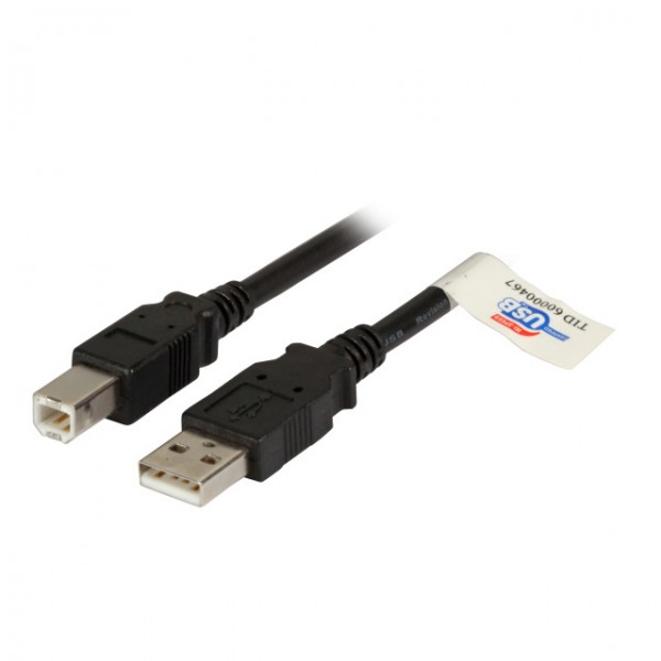 Kabel USB2.0, 0.5m, A(St)/B(St), Premium, Schwarz,
