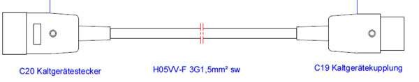 Bachmann Kabel, Verlängerung, Dose(C20)-&gt;Stecker(C19), 2.0m,