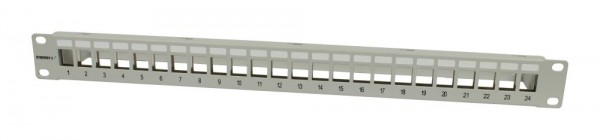 Patch Panel 24xTP,CAT6A, incl.Keystone groß, 19&quot;, 1HE(t 94mm), Lichtgrau, Synergy 21,