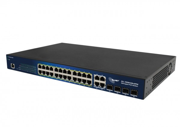 ALLNET Switch smart managed Layer2 24 Port • PoE Budget 370W • 24x PoE at • 4x SFP • 19&quot; • ALL-SG8428v2PM