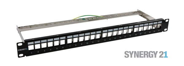 Patch Panel 24xTP, CAT6A, incl.Keystone 19&quot;, 1HE(t152mm), Schwarz, Synergy 21,