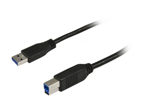 Kabel USB, A(St) =&gt; B(St), 5.0m, USB3.0, schwarz, Synergy 21,