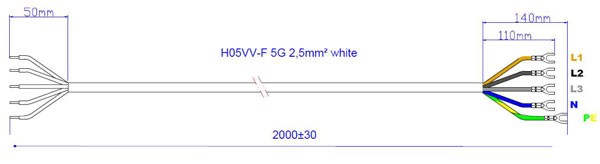 Bachmann Herdleitung H05VV-F 5G2.50 2,0 0m weiß AEH/GKS