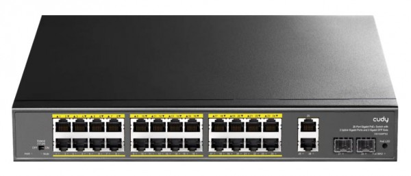 Cudy 24-Port Gigabit PoE+ Switch with 2 Uplink Gigabit Ports and 2 Gigabit SFP Slots 300W, GS1026PS2