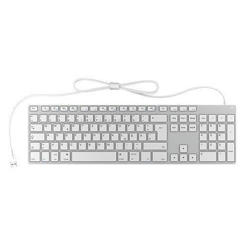 Keysonic Tastatur, USB, Alu/Weiss, für Mac KeySonic, KSK-8022MacU