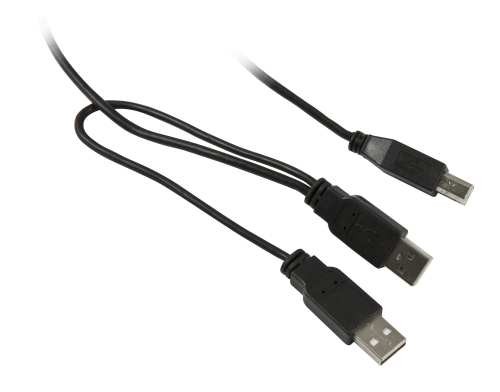 Kabel USB, A(St)2x =&gt; B(St), 1.0m, USB2.0, schwarz, Synergy 21