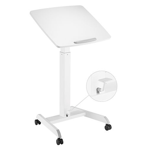ICY Box Höhenverstellbarer mobiler Arbeitsplatz mit Fußpedal und neigbarer Tischfläche, IB-MW201W-M,