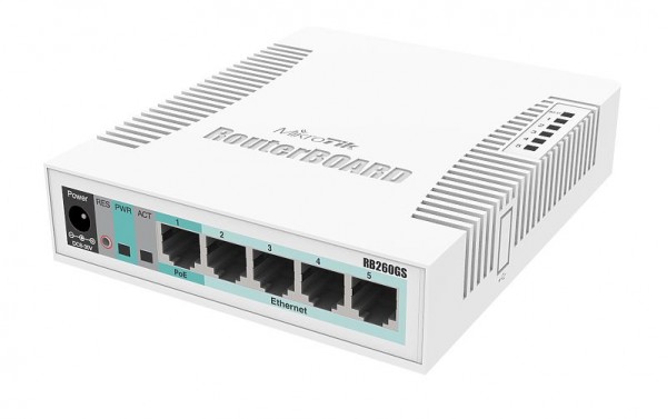 MikroTik Cloud Smart Switch CSS106-5G-1S, 5x Gigabit, 1x SFP, RB260GS