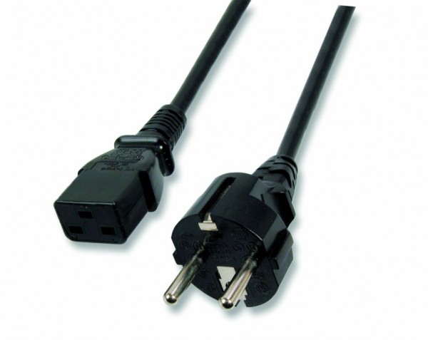 Netzkabel 230V Schutzkontakt CEE7(Stecker)-&gt;Kaltgeräte IEC-C19(Buchse), 3m, 16A,