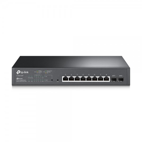 Omada 8-Port 2.5GBASE-T and 2-Port 10GE SFP+ Smart Switch with 8-Port PoE+PORT: 8× 2.5G PoE+ Ports, 2× 10G SFP+ SlotsSPEC: 802.3at/af, 160 W